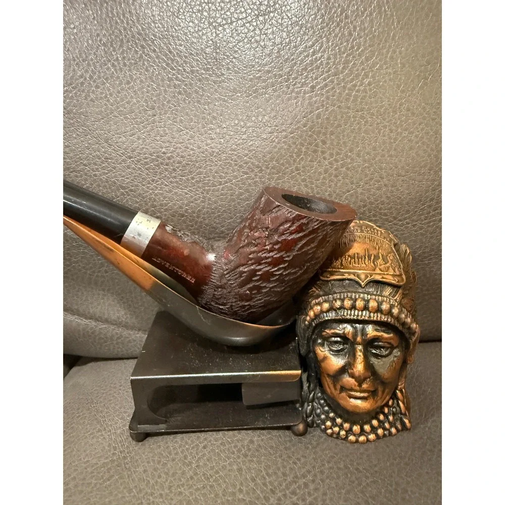 Vintage Adventurer Rusticated Briar Tobacco Pipe with Native American Chief‎
